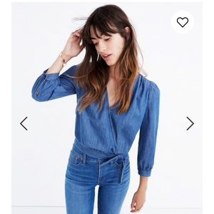 Madewell denim wrap top size XS